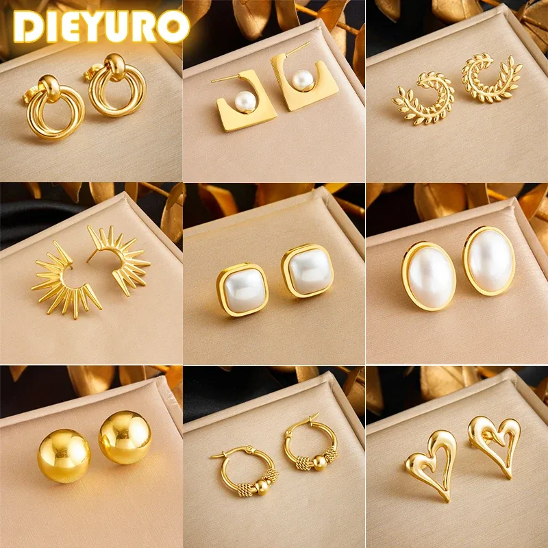Brincos femininos Dieyuro com pérola