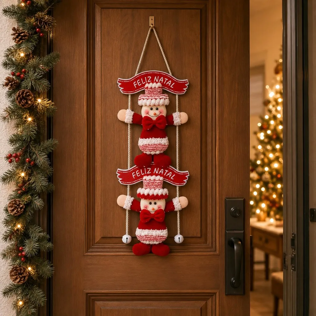 Guirlanda natalina de porta com Papai Noel