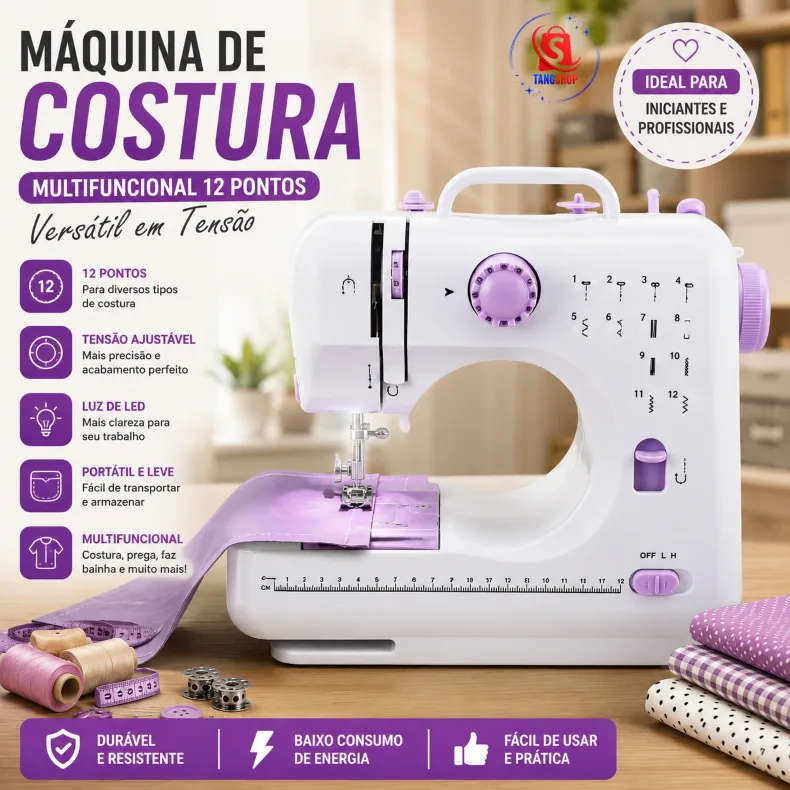 Máquina de costura doméstica multifuncional