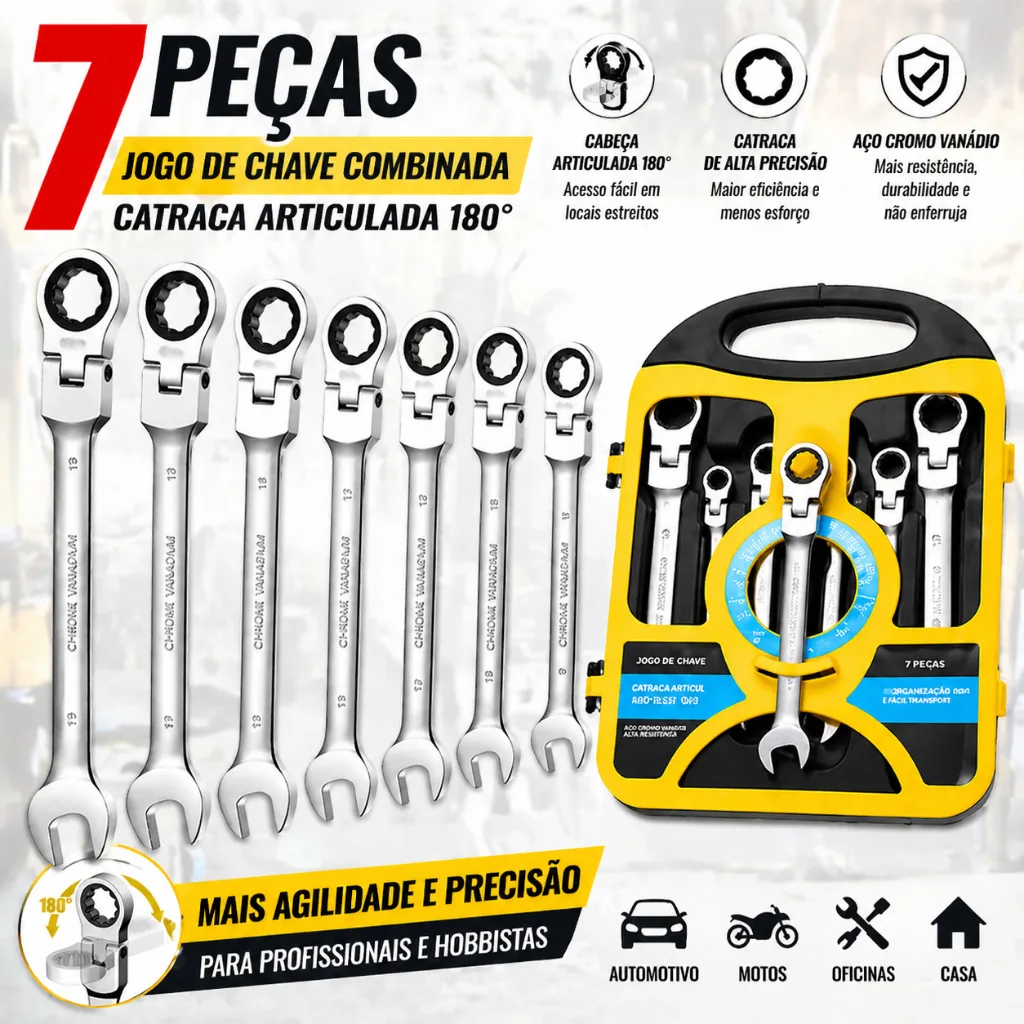 Kit de chaves combinadas com catraca