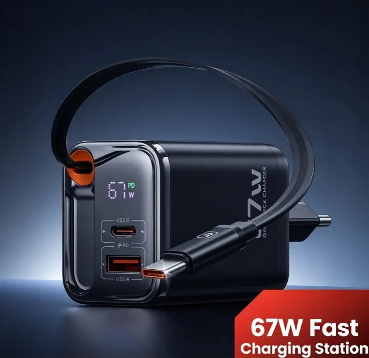 Carregador HTMCK de 67 W com tecnologia GaN