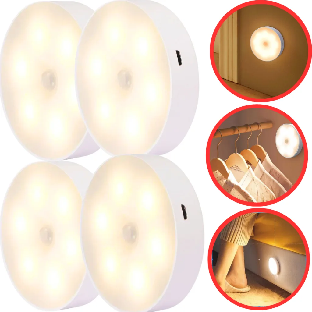 Kit de luminárias LED recarregáveis com sensor