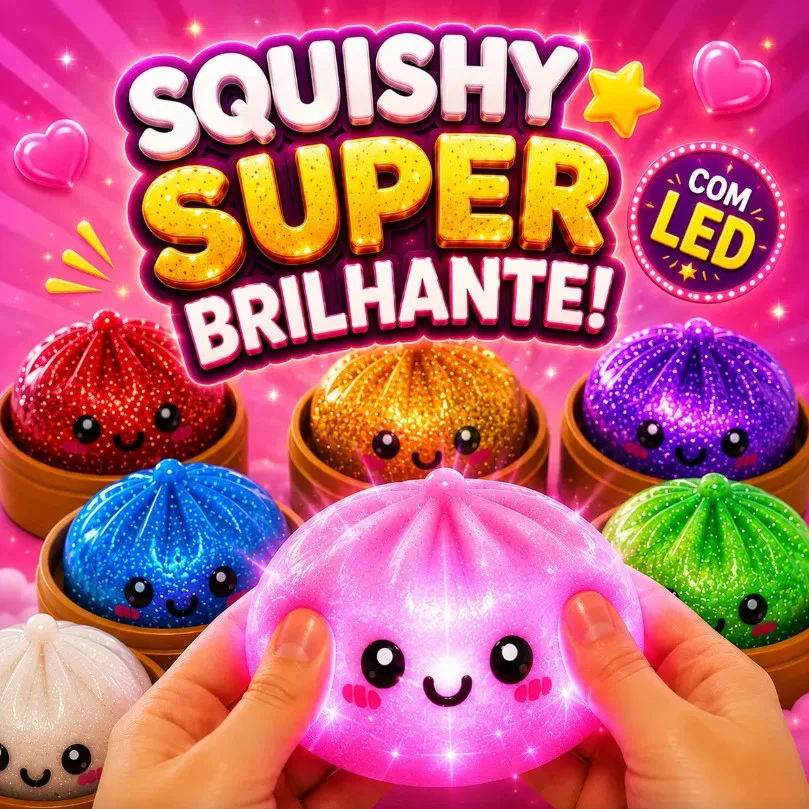 Dumpling squishy com luz LED de 8,5 cm