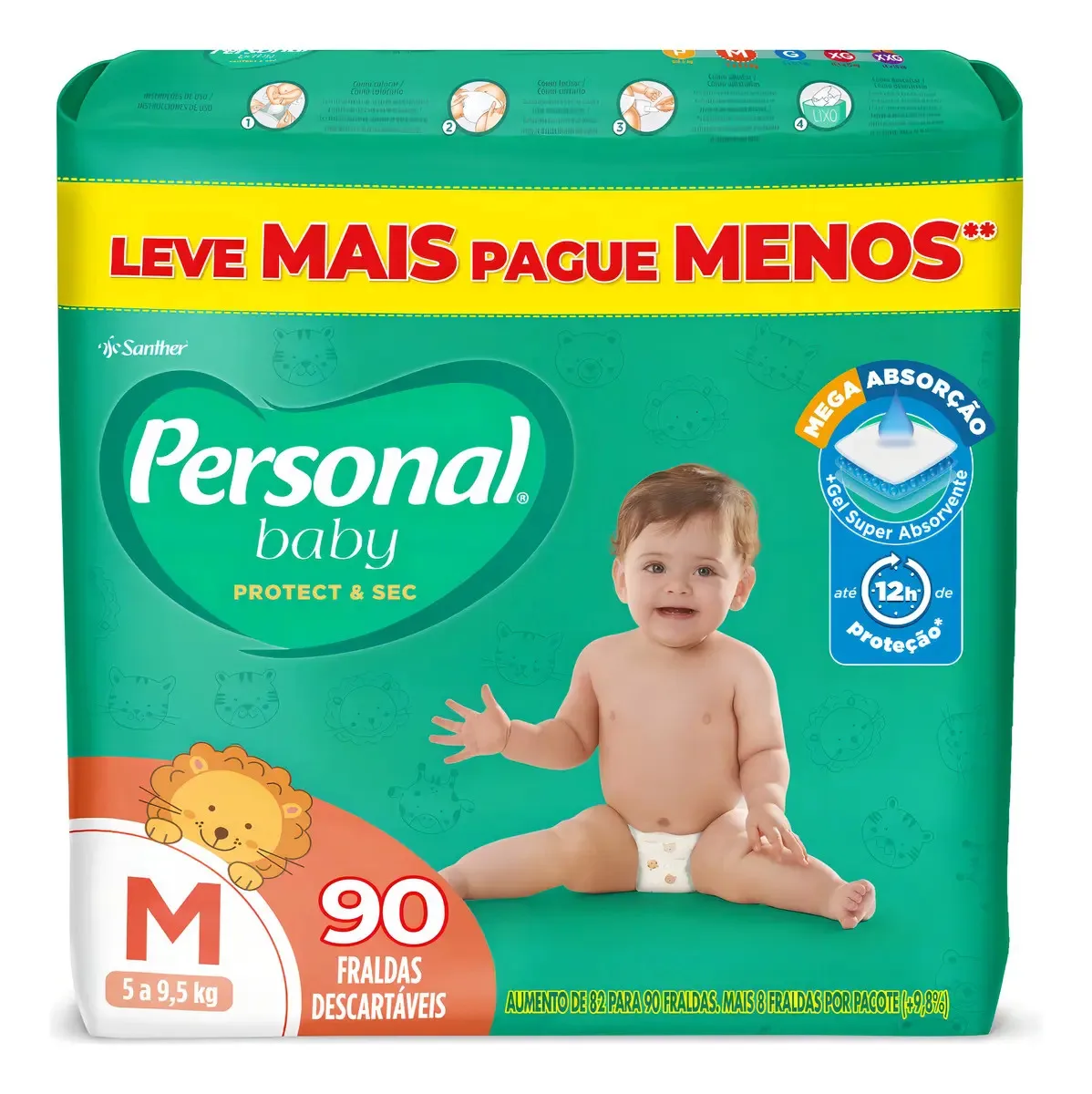 Fraldas Personal Baby Protect & Sec tamanho médio