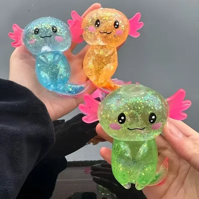Brinquedo fidget squishy de salamandra e axolote