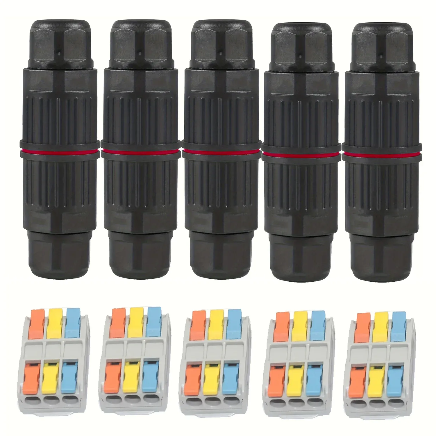 Conector elétrico à prova d'água IP68 com 5 unidades