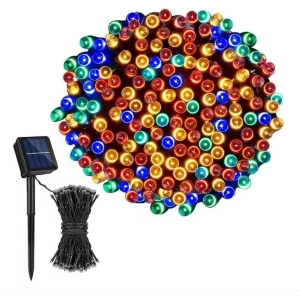 Cordão de luzes LED solar para área externa