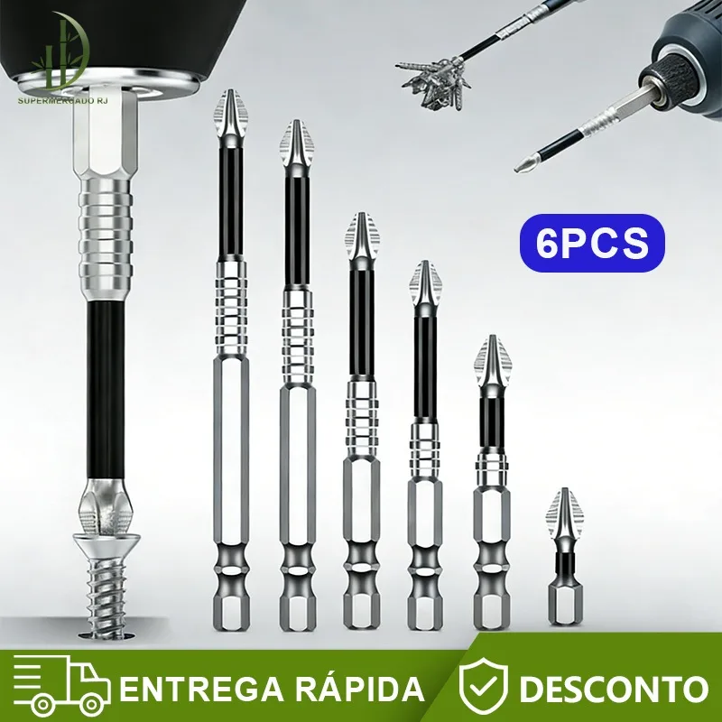 6 Pcs K5 de Bits de Chave de Fenda Magnética Antiderrapantes Resistentes a Impactos para Chaves Elétricas