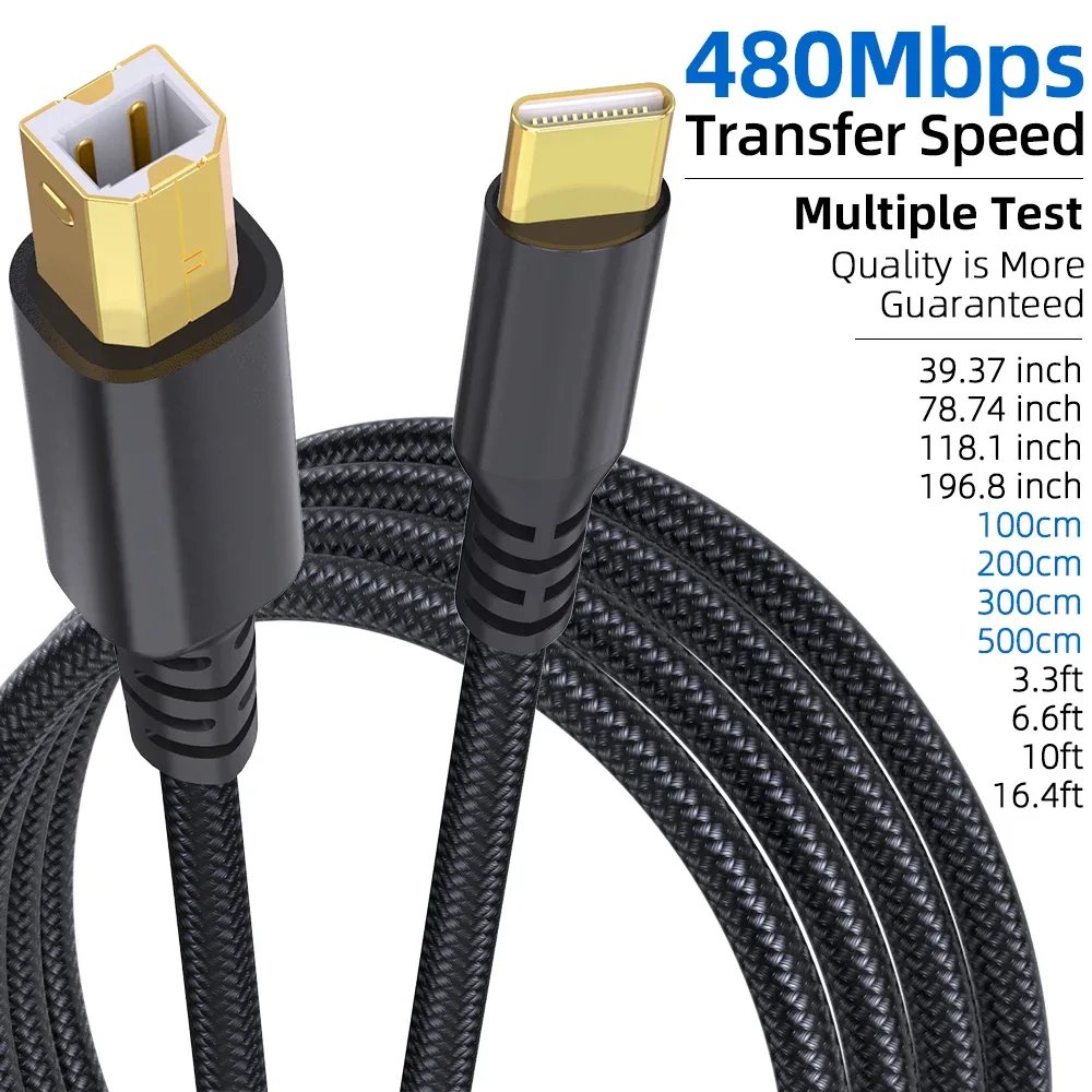 Cabo USB C para B de alta velocidade