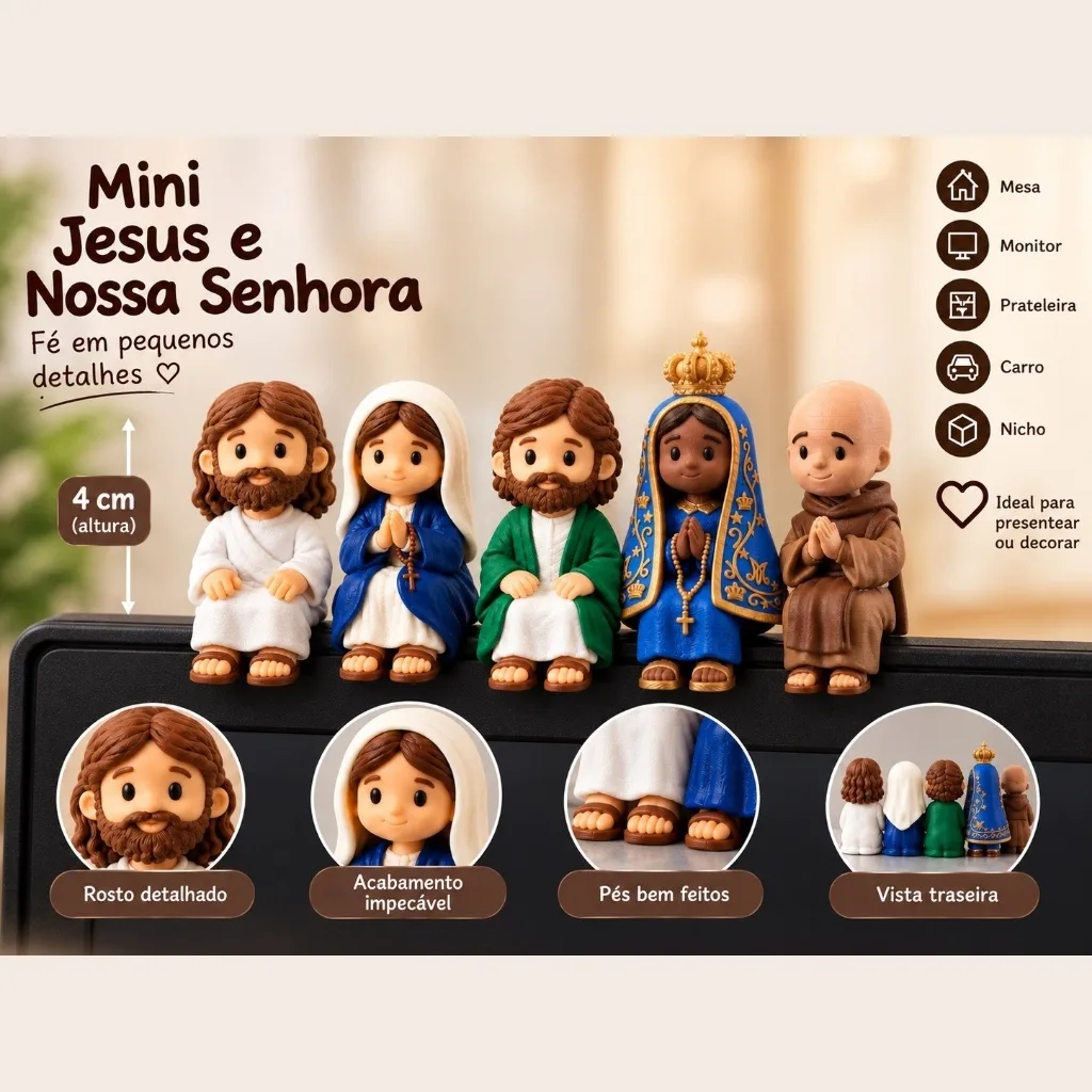 Mini Jesus ou Maria decorativo de 4 cm