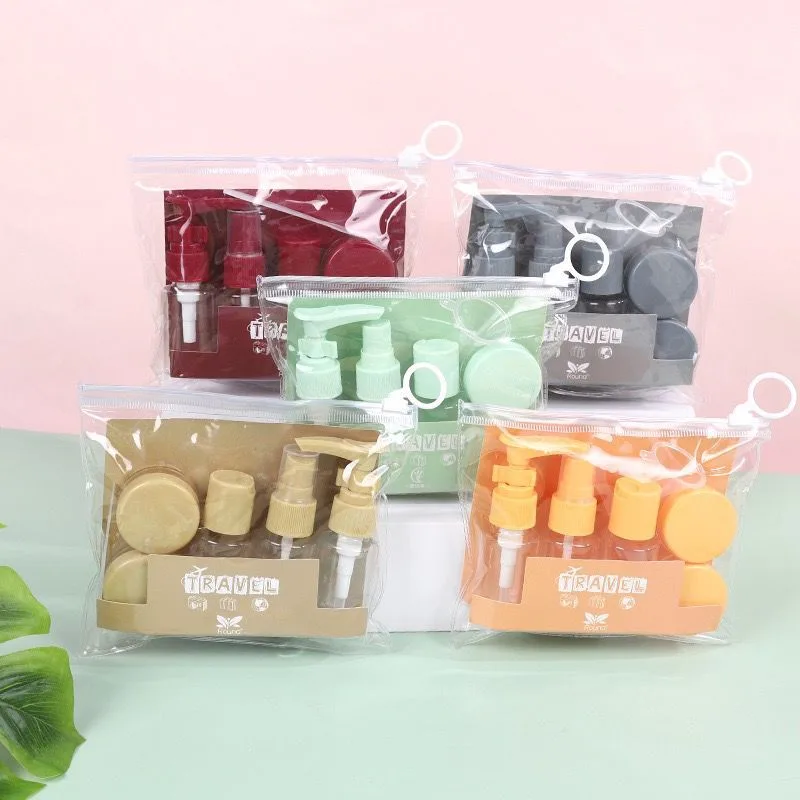 Organizador de viagem com 7 frascos para cuidados pessoais