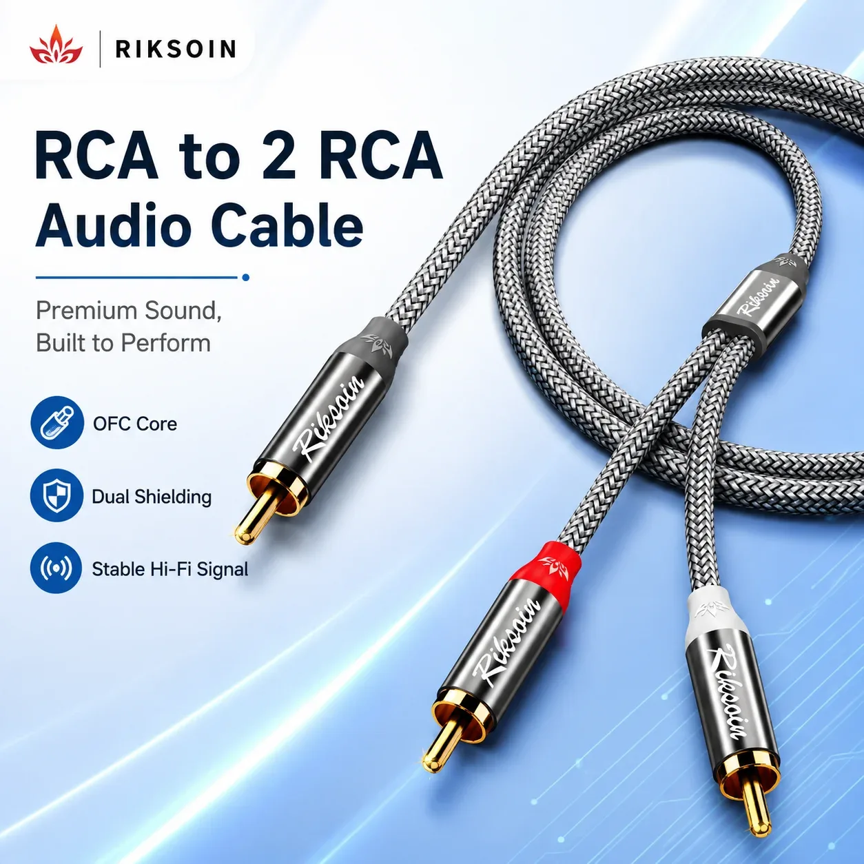 Cabo de áudio Riksoin com divisor RCA
