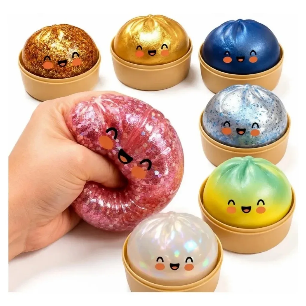 Dumpling squishy Baozi com acabamento brilhante