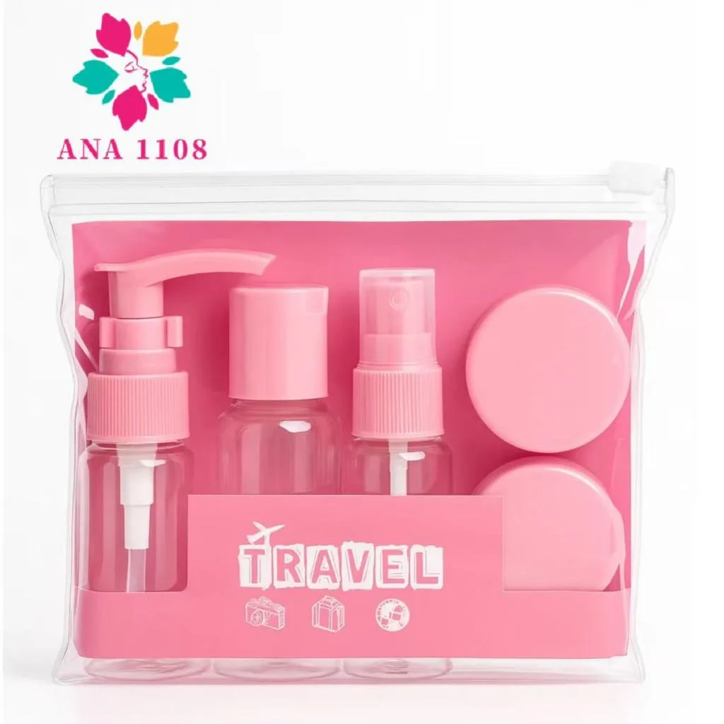Kit de frascos para viagem em rosa