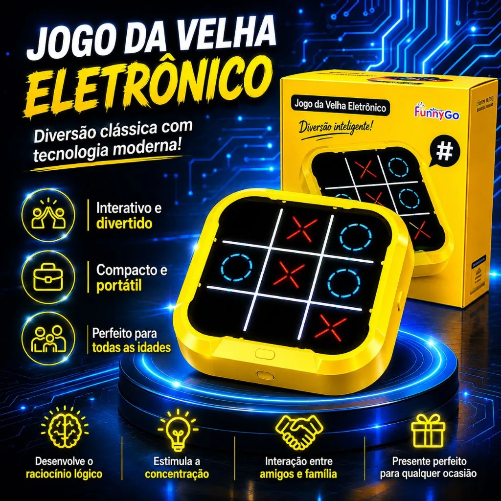 Jogo da velha eletrônico 4 em 1 recarregável