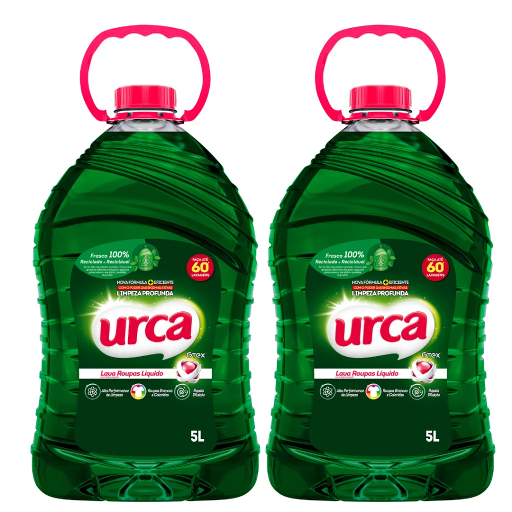 Kit com dois lava roupas líquidos Urca de 5 litros