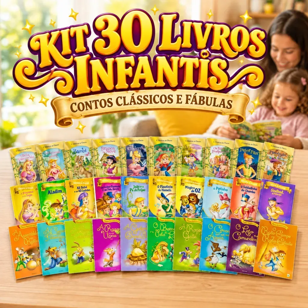 Kit de livros infantis com 30 volumes