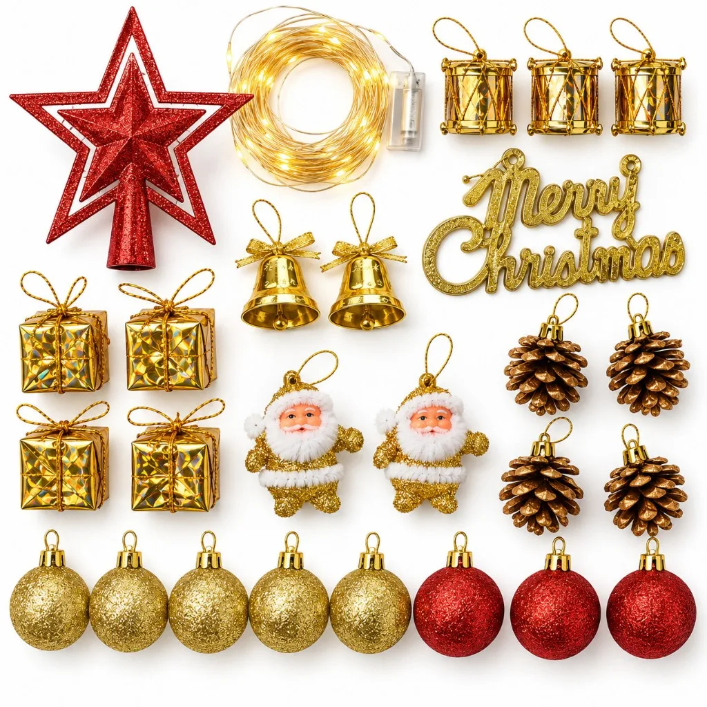Kit com 27 enfeites para árvore de Natal