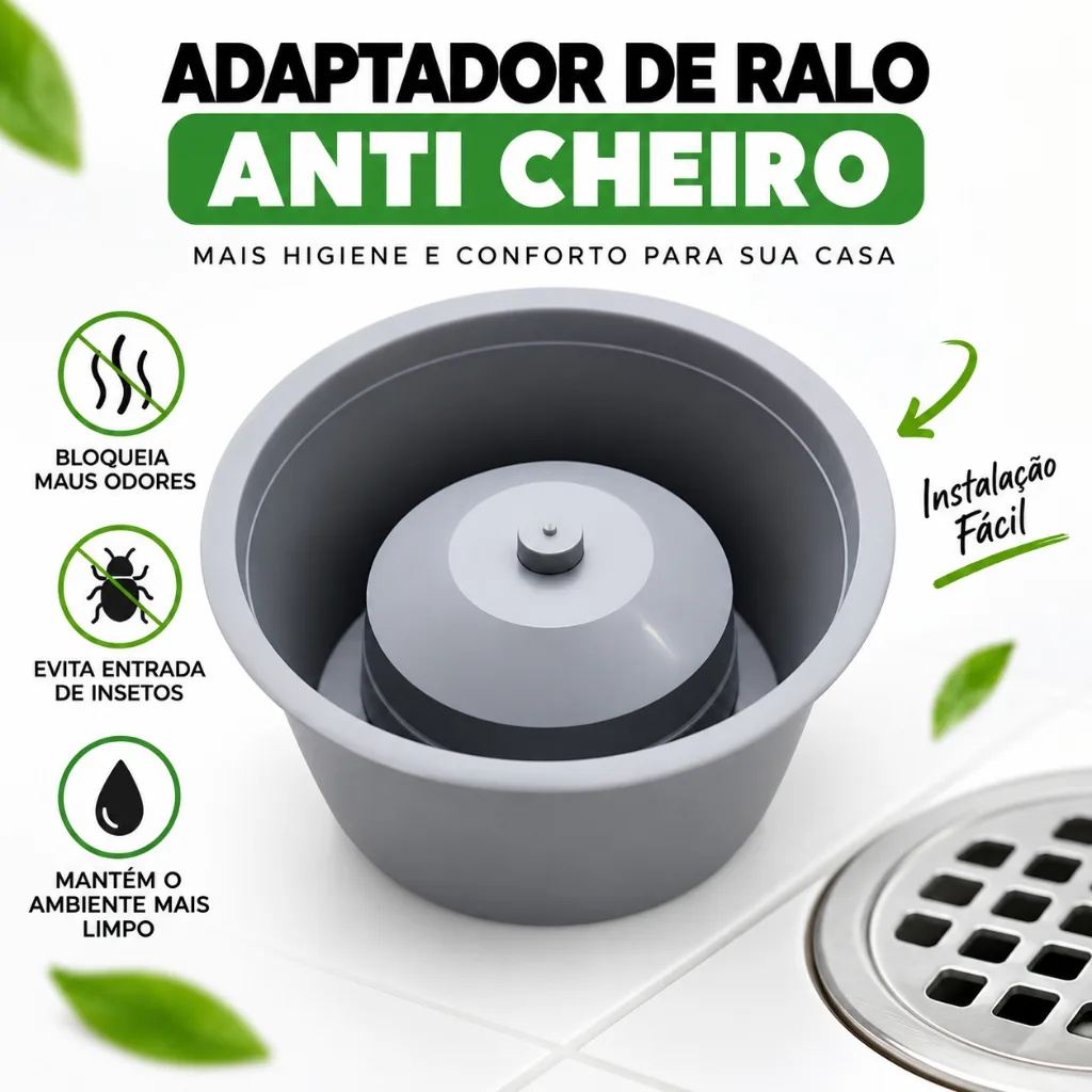 Adaptador para ralo de banheiro contra odores