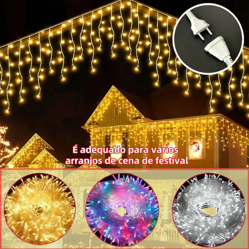 Cascata de luzes LED para decoração