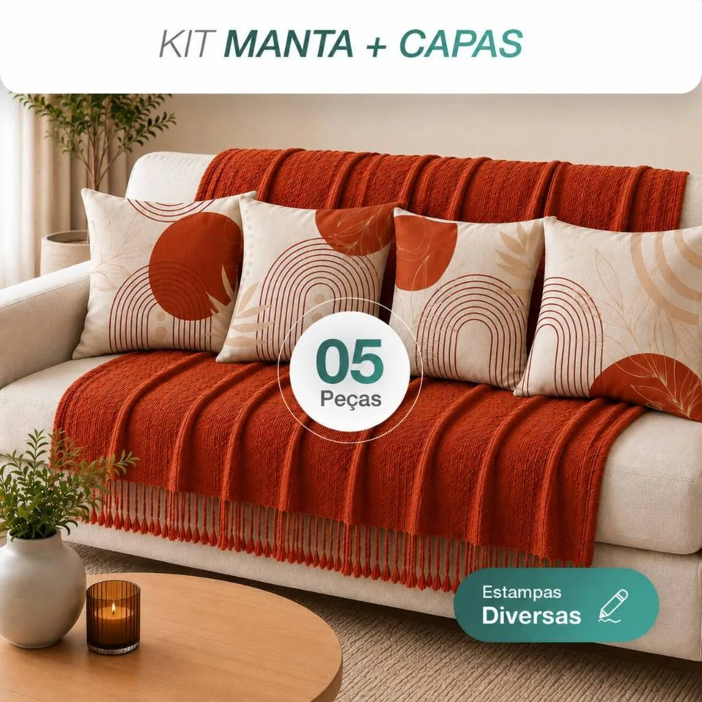 Kit de manta decorativa com quatro capas