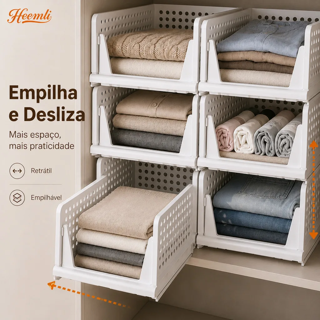 Cesto organizador Heemli dobrável para guarda roupa