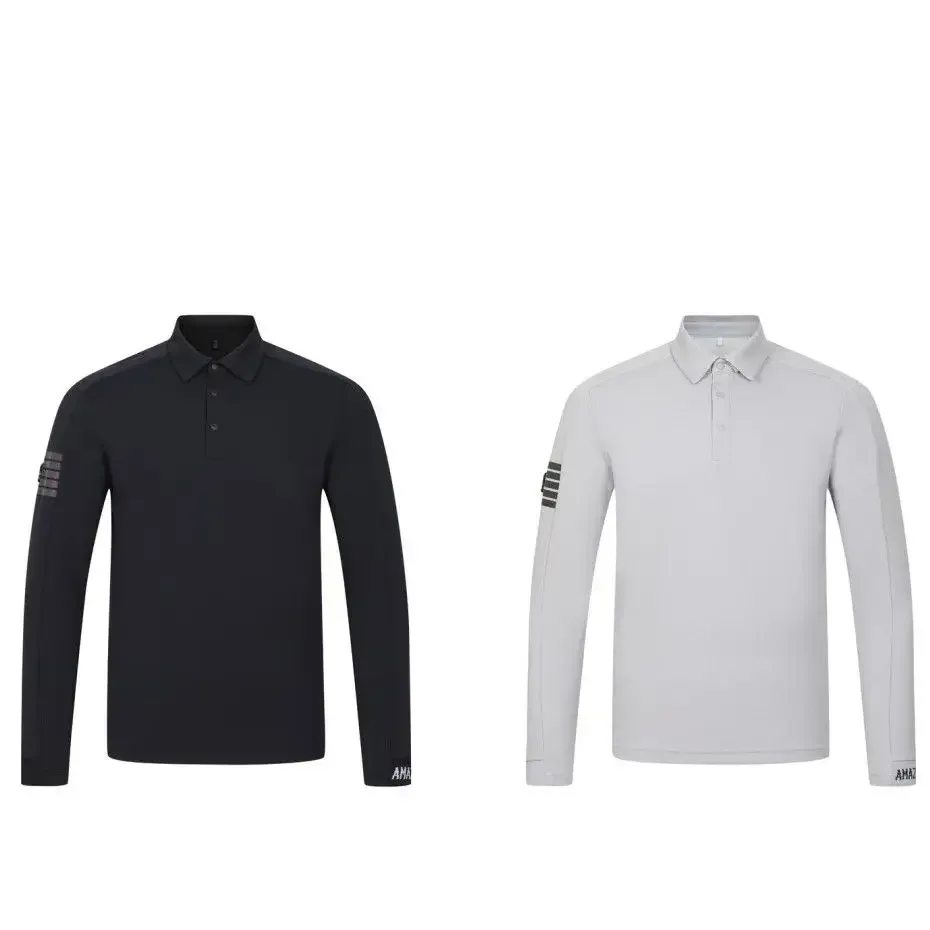 Camiseta polo masculina de golfe com manga longa
