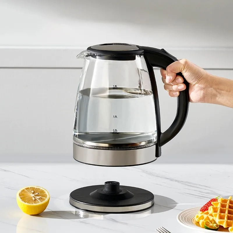 Chaleira Elétrica de Vidro/Inoxidável, 1.8L 127V/220V Tampa e Desligamento Automático