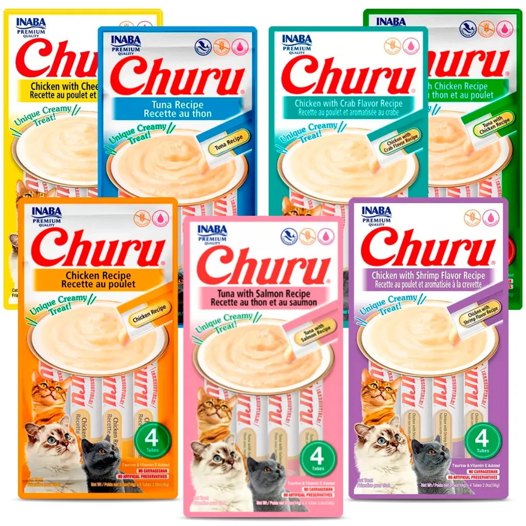 Petisco Churu para gatos com 4 tubos de 14 g