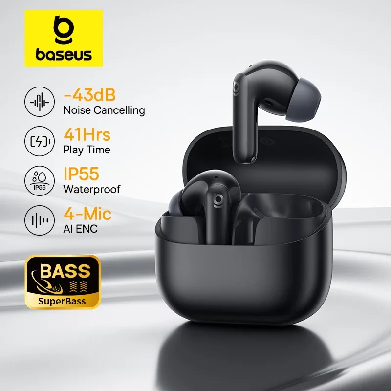 Fones Baseus Bass EP10 NC com cancelamento de ruído