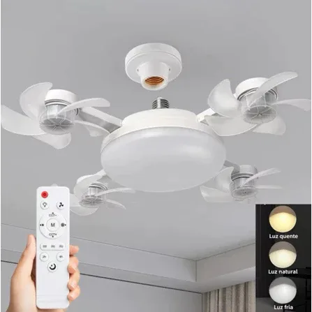Ventilador de teto com lustre LED e controle remoto