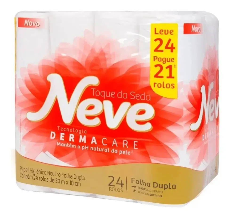 Papel higiênico Neve Toque de Seda com 24 unidades