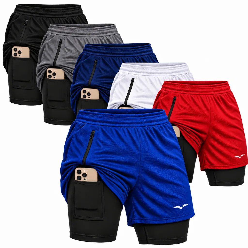 Short masculino para corrida com bermuda de compressão