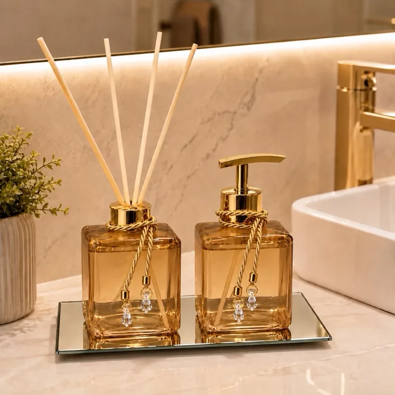 Kit para lavabo com difusor e saboneteira