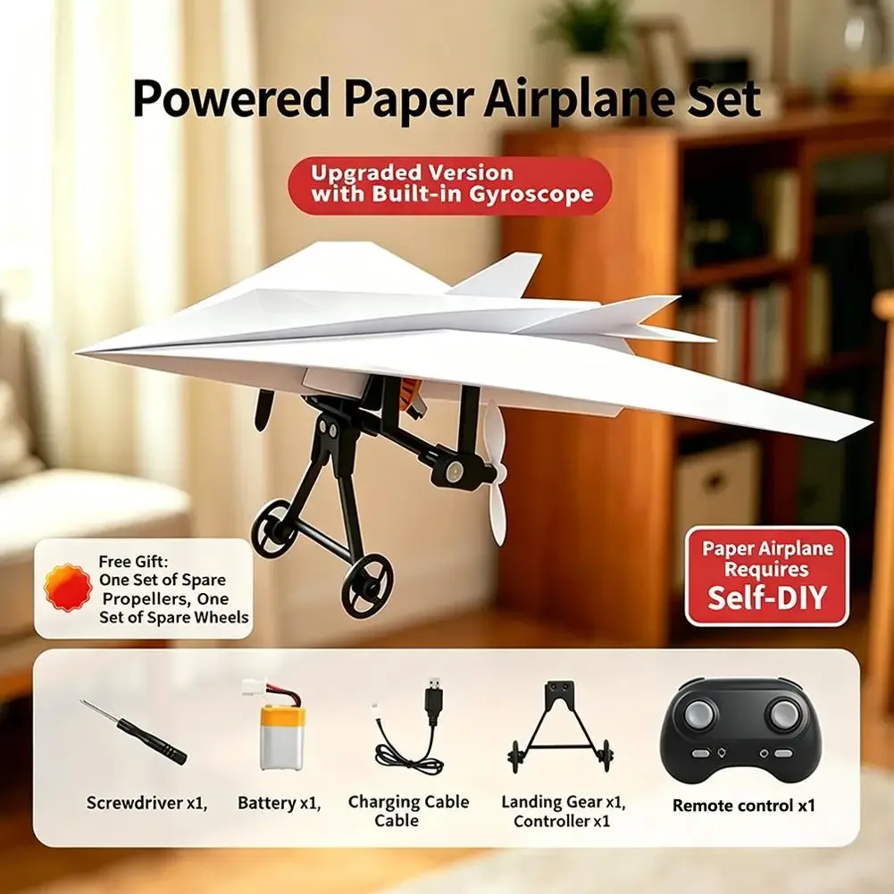 Kit de avião de papel elétrico com controle remoto