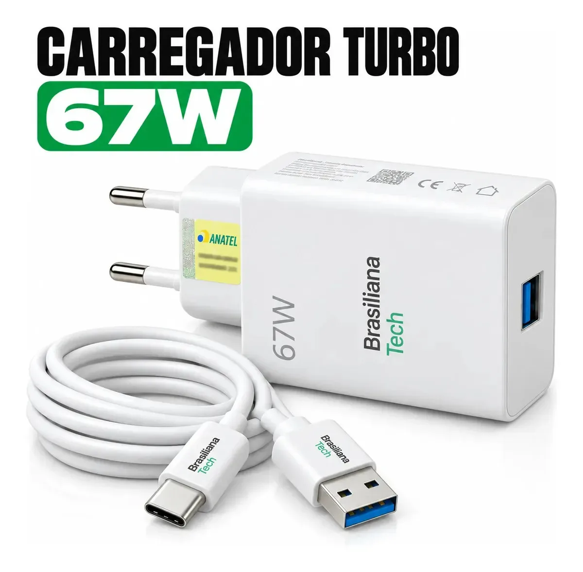 Carregador turbo de 67 W com cabo de 1 m
