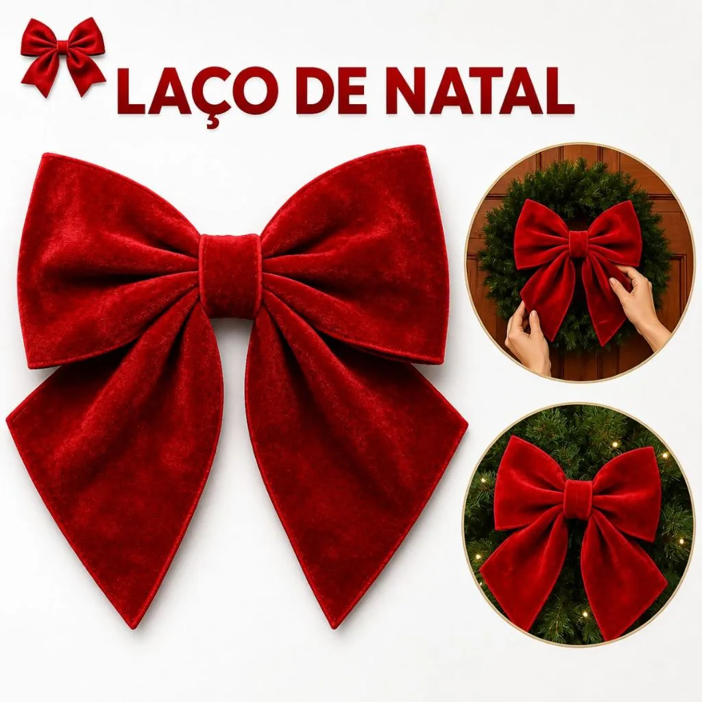 Laço vermelho estruturado para árvore de Natal
