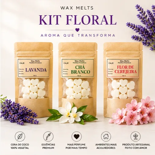 Kit com 3 pastilhas aromáticas Wax Melts
