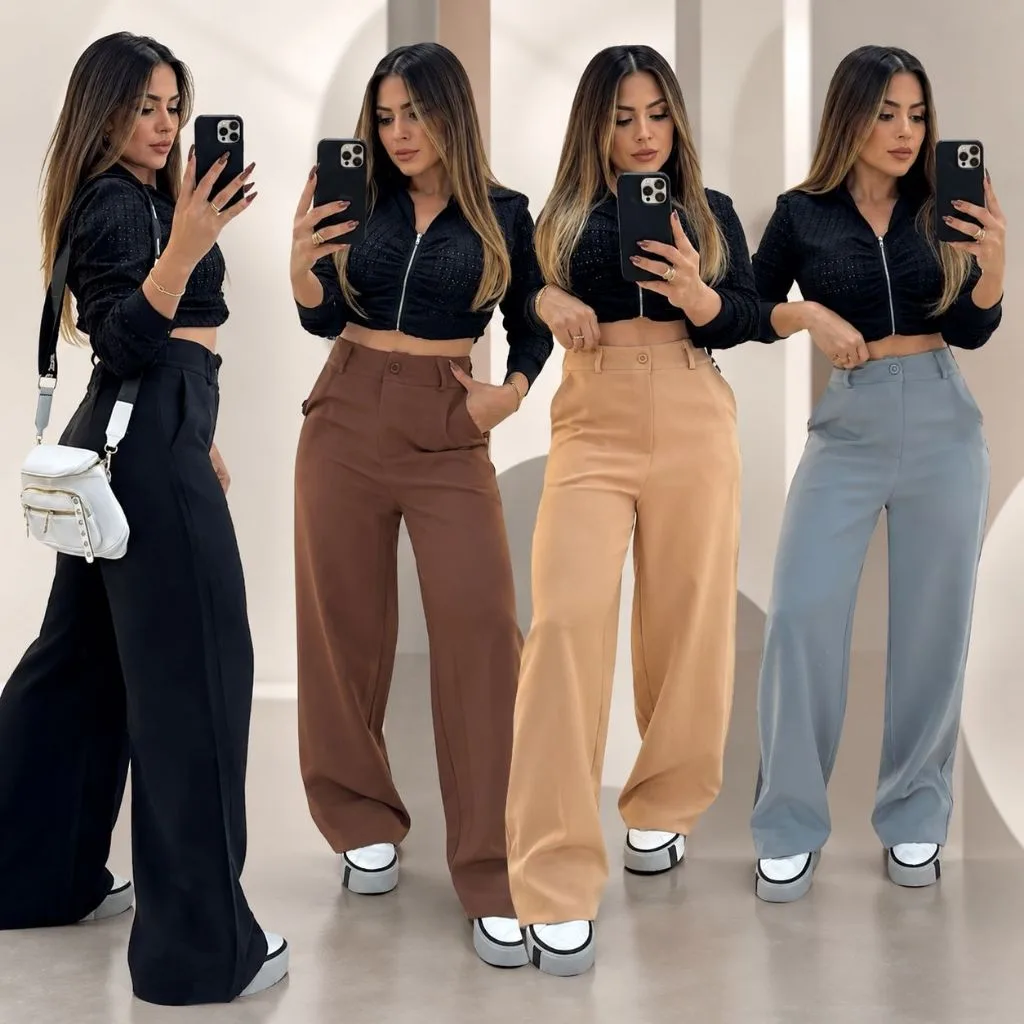 Calça Pantalona Alfaiataria Premium Com Bolso