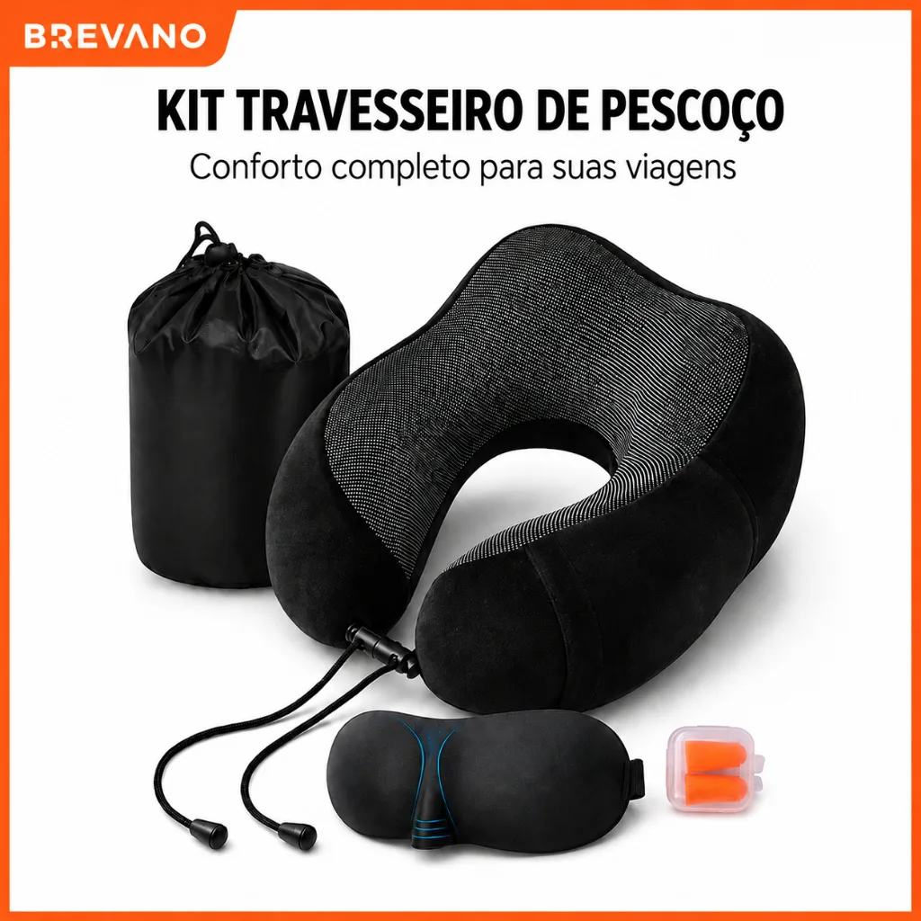 Kit de viagem com travesseiro de pescoço