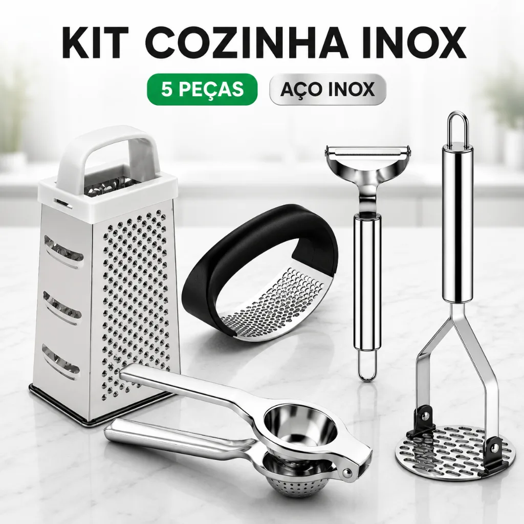 KIT 5 Peças Inox Cozinha