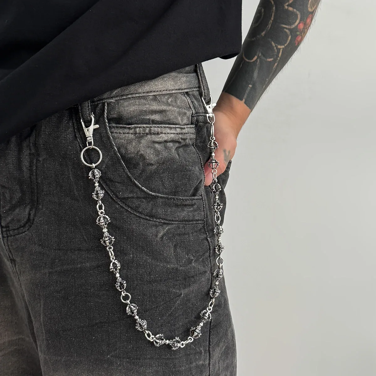 Corrente para calça com chaveiro e carteira