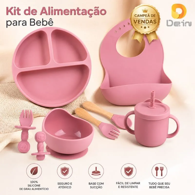 Kit de Alimentação para Bebê de Silicone 8 e 6 Peças Infantil