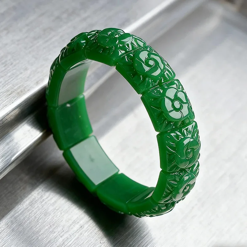 Pulseira de jade natural com estilo vintage