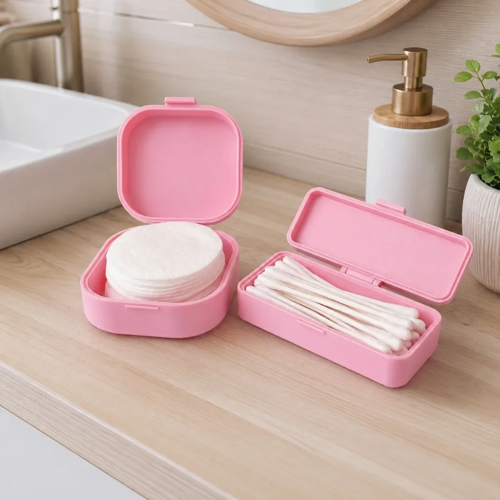 Organizador compacto para cotonetes e algodão