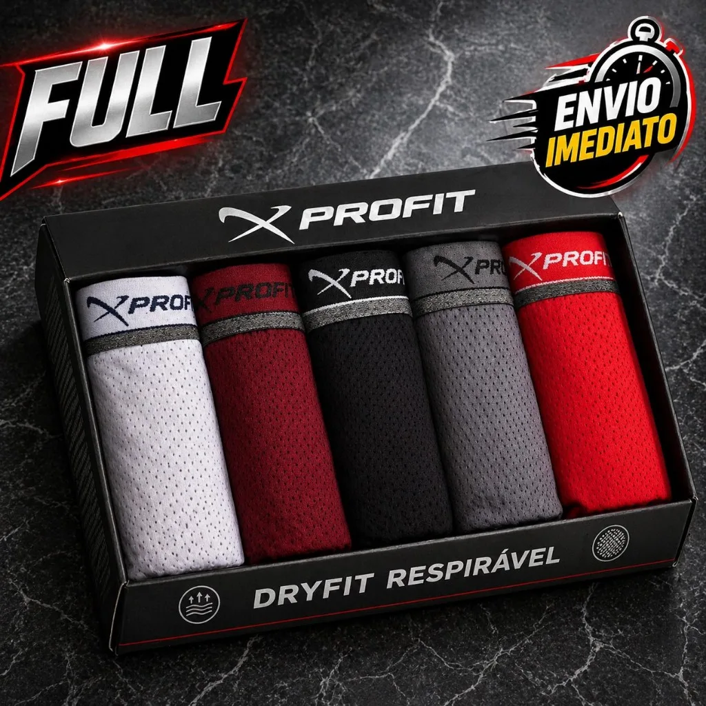 Kit com 5 cuecas boxer masculinas dry fit