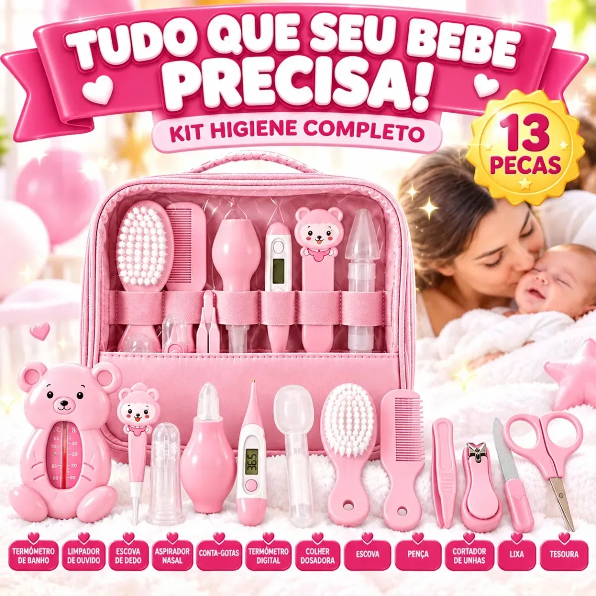 Kit de higiene para bebê com 13 peças