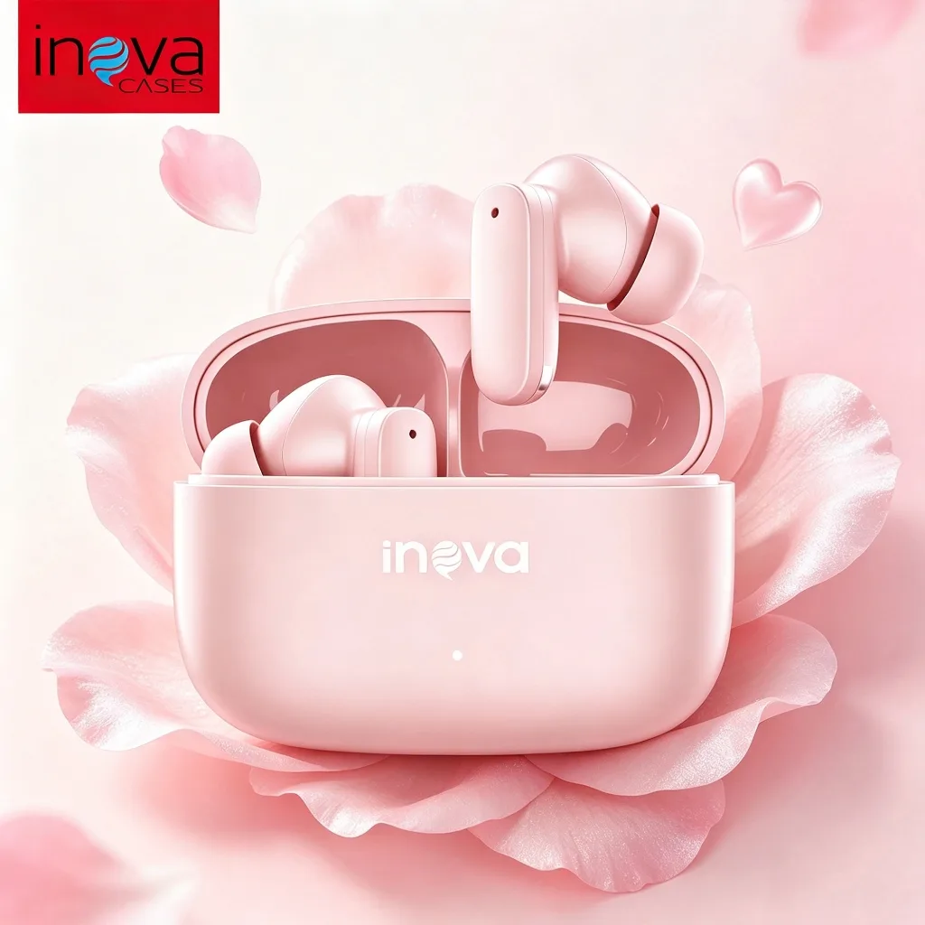 Fones de ouvido sem fio rosa com Bluetooth