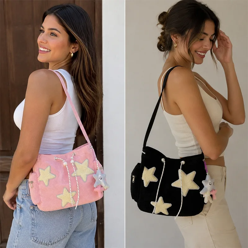 Bolsa tote grande com estampa de estrela