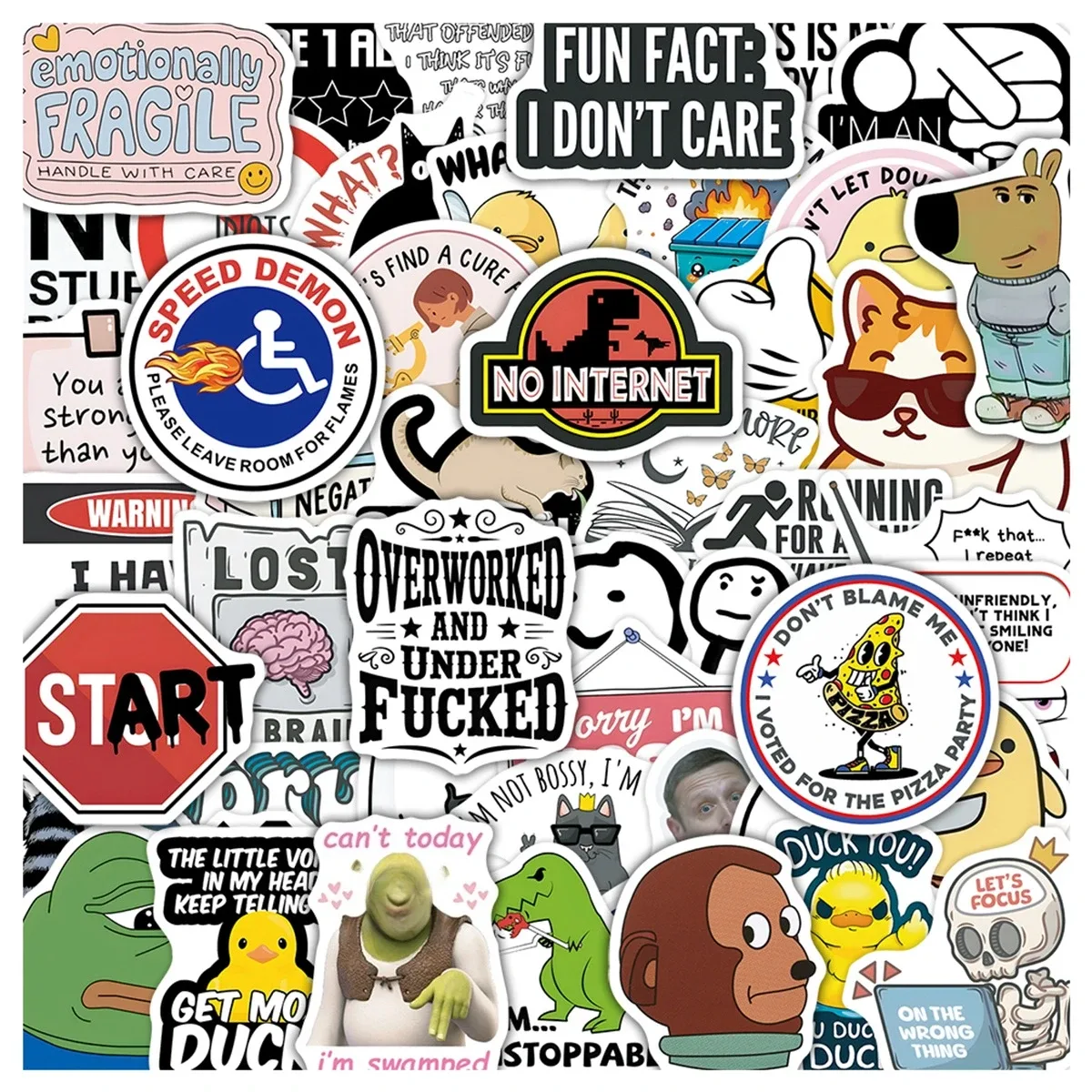 Kit com 50 adesivos de memes para decoração